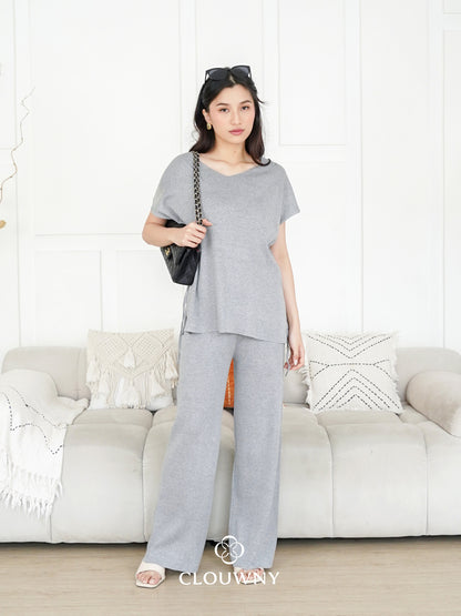 Kala Vneck Knit Set - Grey