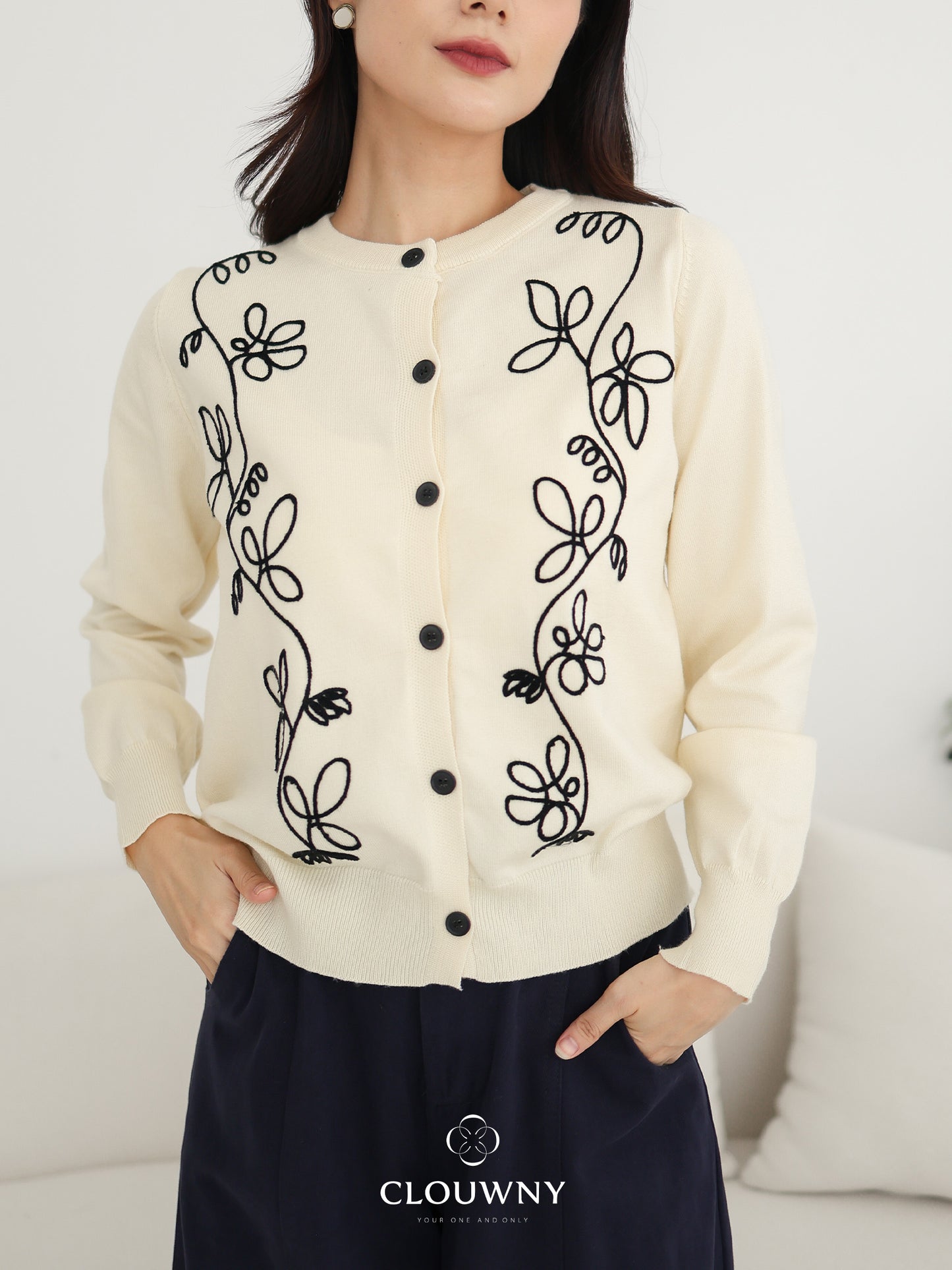 Brinda Button Cardigan - Cream
