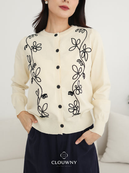 Brinda Button Cardigan - Cream