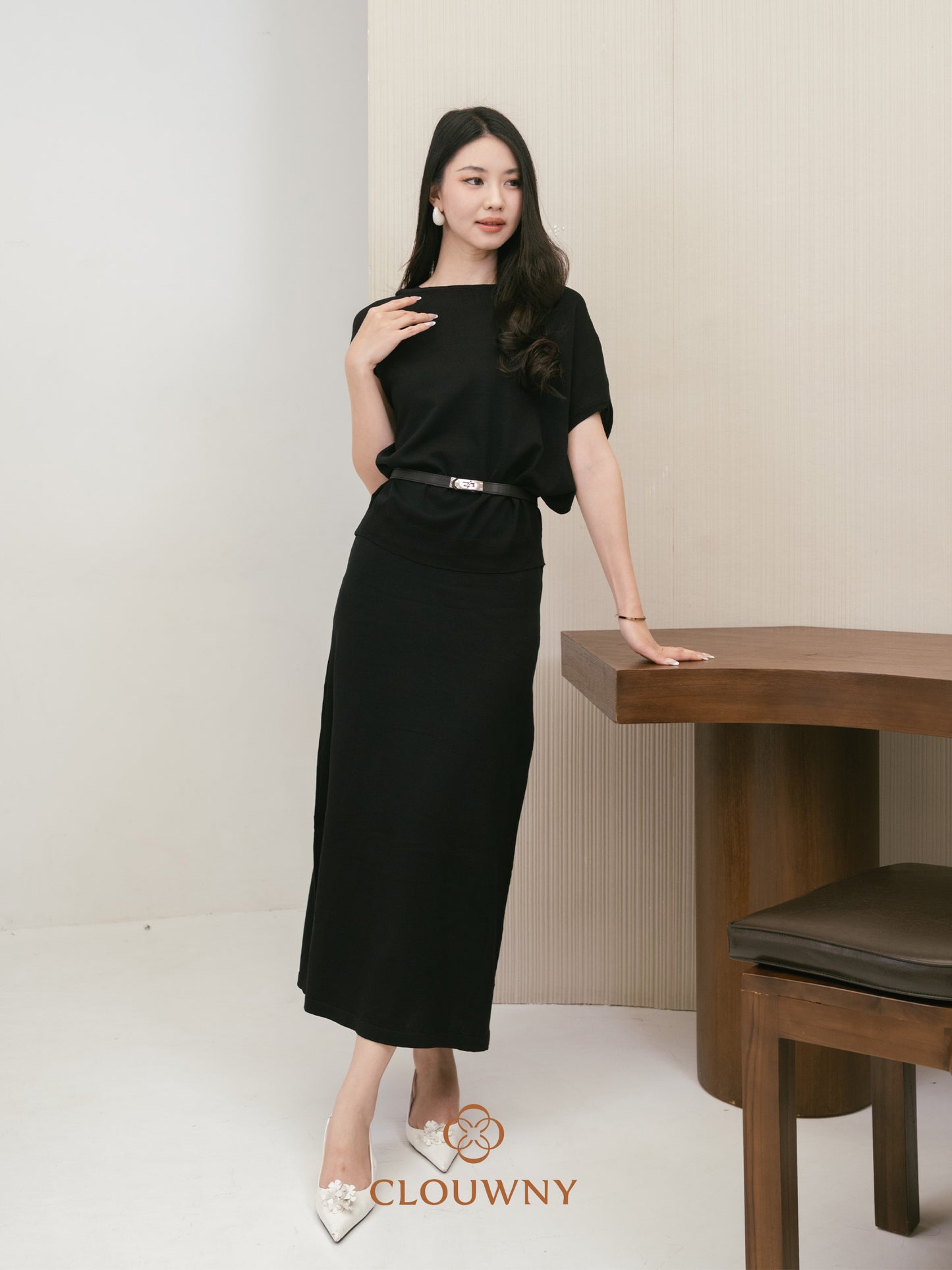 Jerica Loose Knit Set - Black