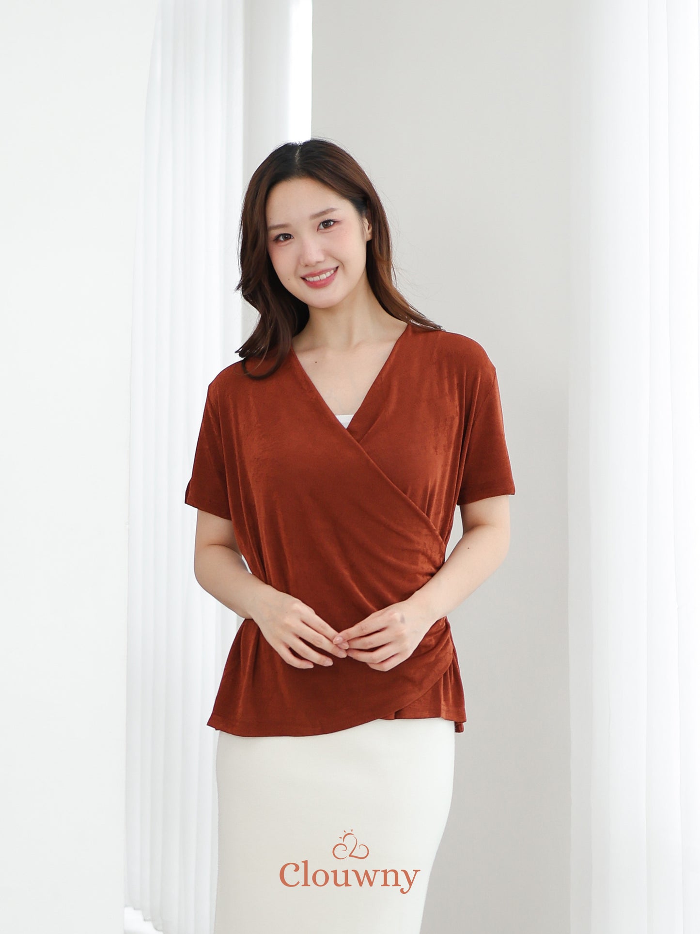 Ladel String Knit Top - Brick