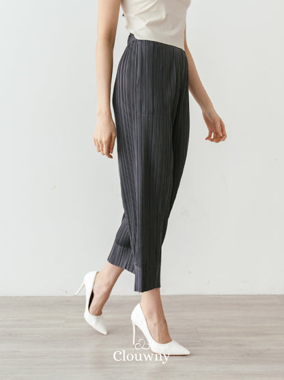 June Basic Pleats Pants - Dark Grey