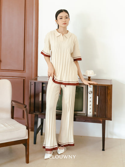 Aureli Collar Knit Set - Cream