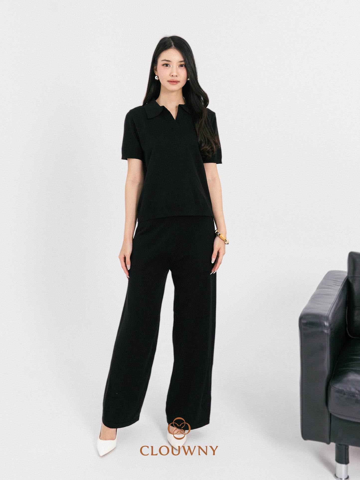 Bethani Collar Knit Set - Black