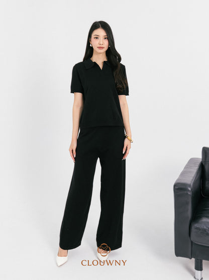 Bethani Collar Knit Set - Black