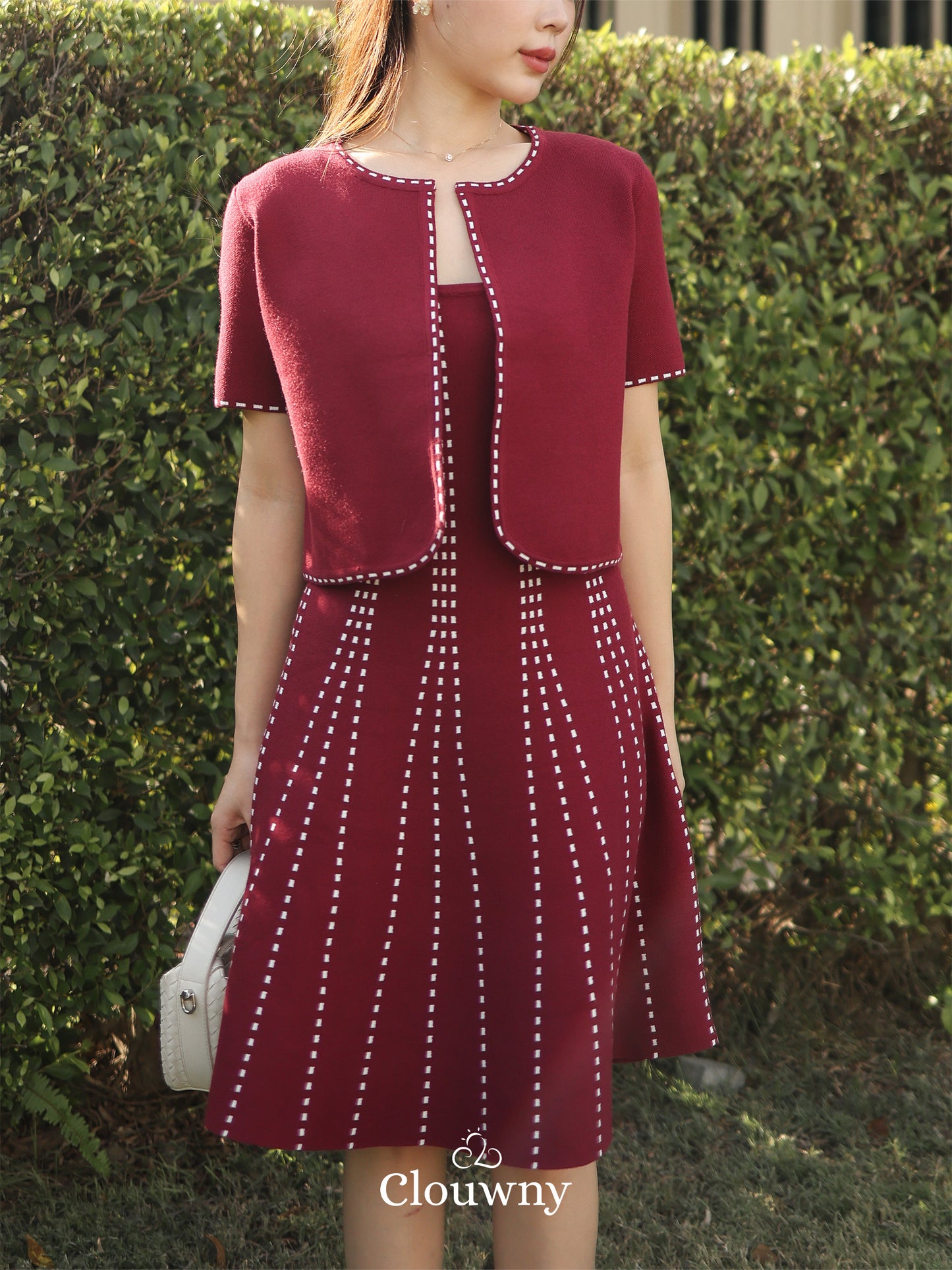 Girona Stitches Knit Set - Maroon