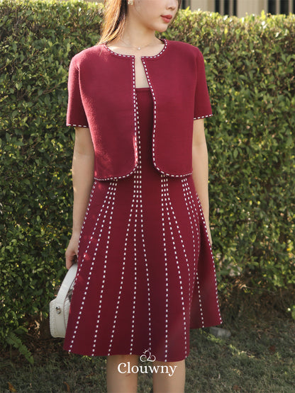 Girona Stitches Knit Set - Maroon