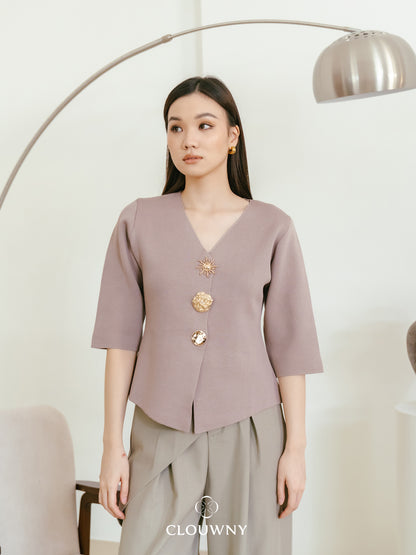 Helios Midisleeve Top - Beige