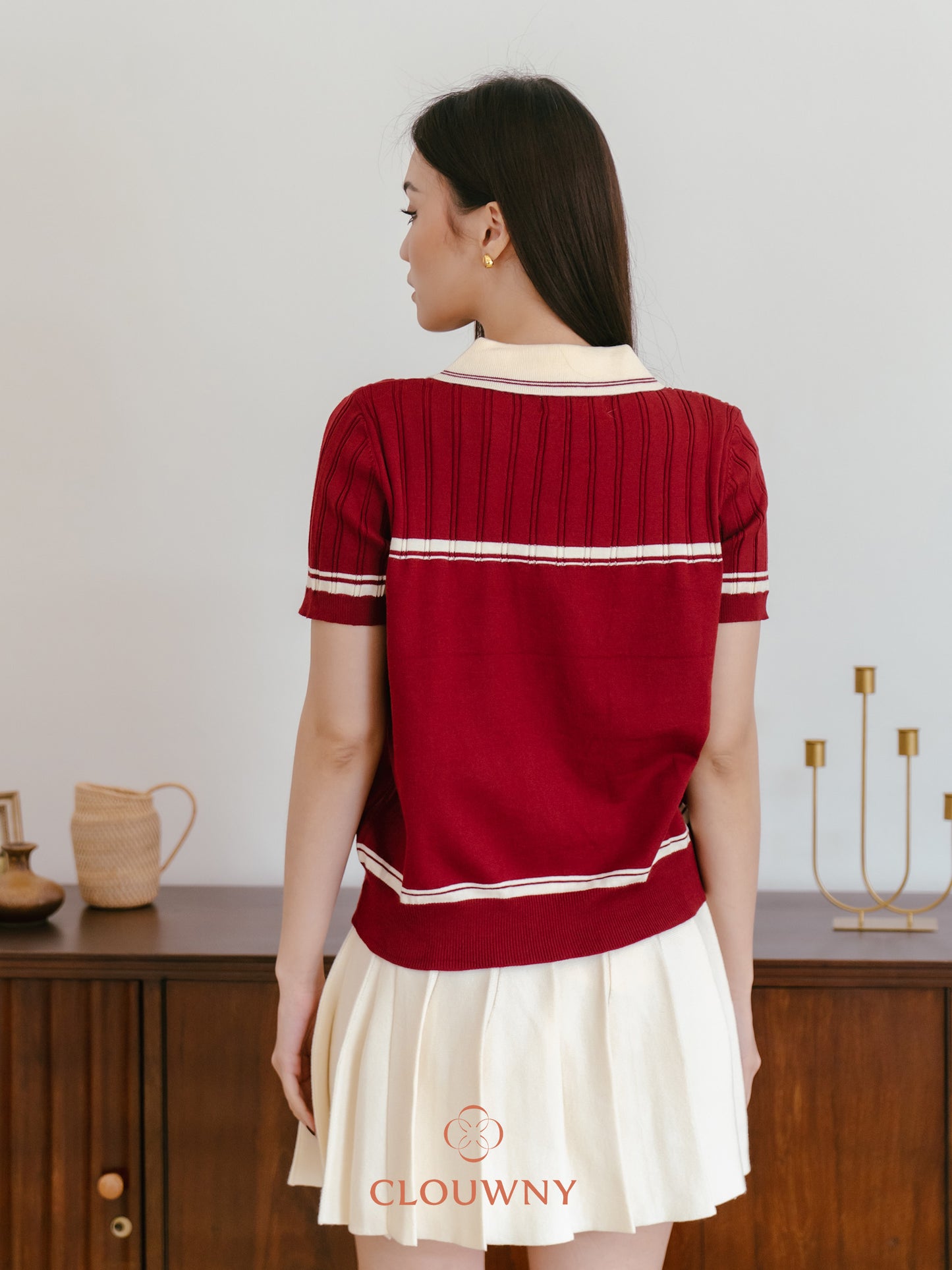 Lanna Zipper Knit Top - Maroon