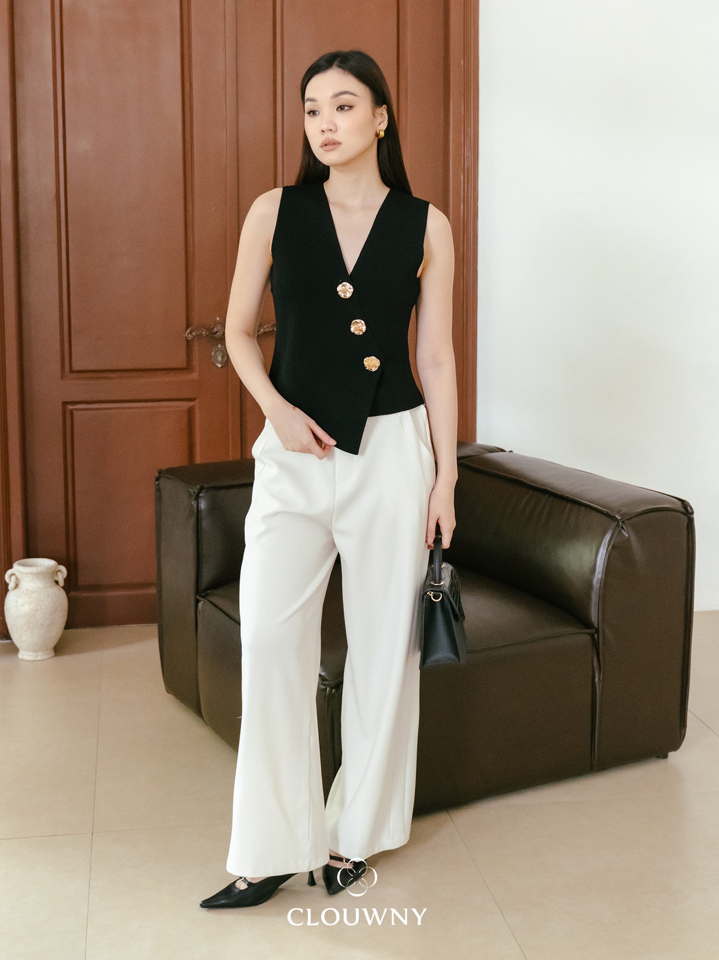 Bianca Asymmetric Vest - Black