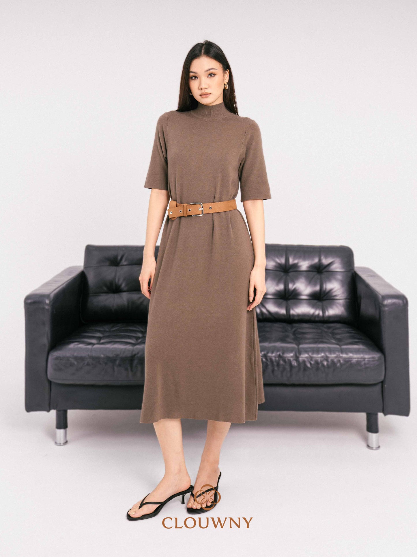 Mirage Turtle Knit Dress - Beige