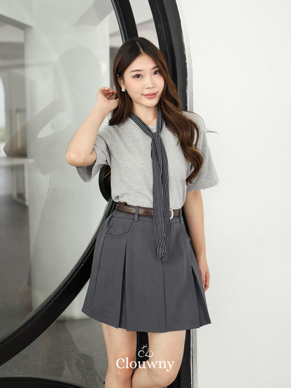 Lucas Scarf Knit Top - Grey