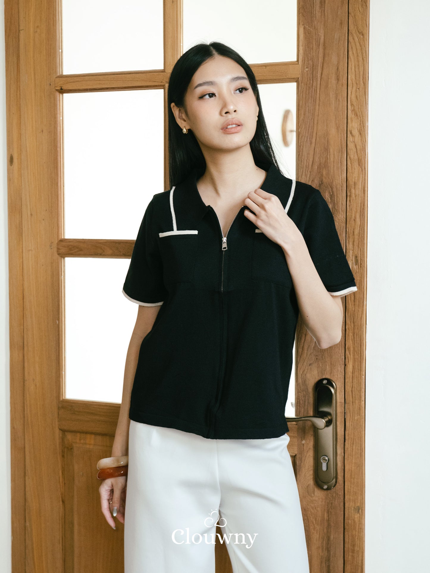 Mesa List Zipper Top - Black
