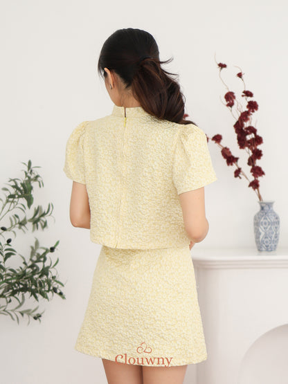 Keyta Ruffle Qipao Set - Yellow