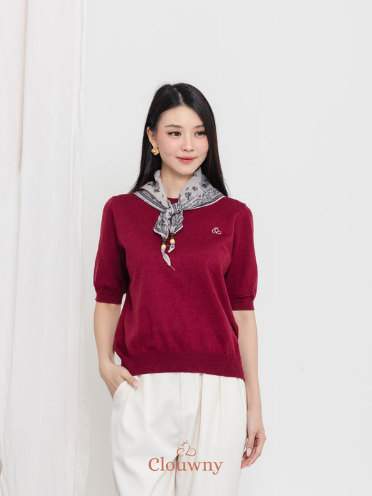 Libra Scarf Knit Top - Maroon