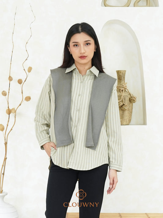 Candela Stripes Scarf - Sage Green