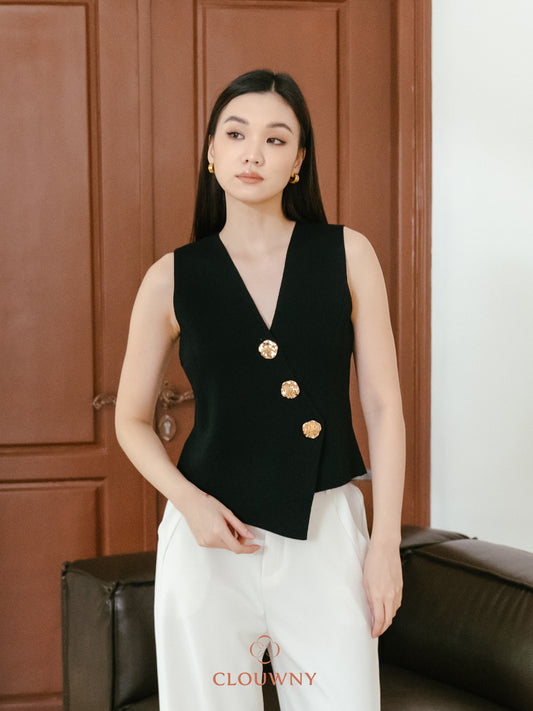 Bianca Asymmetric Vest - Black