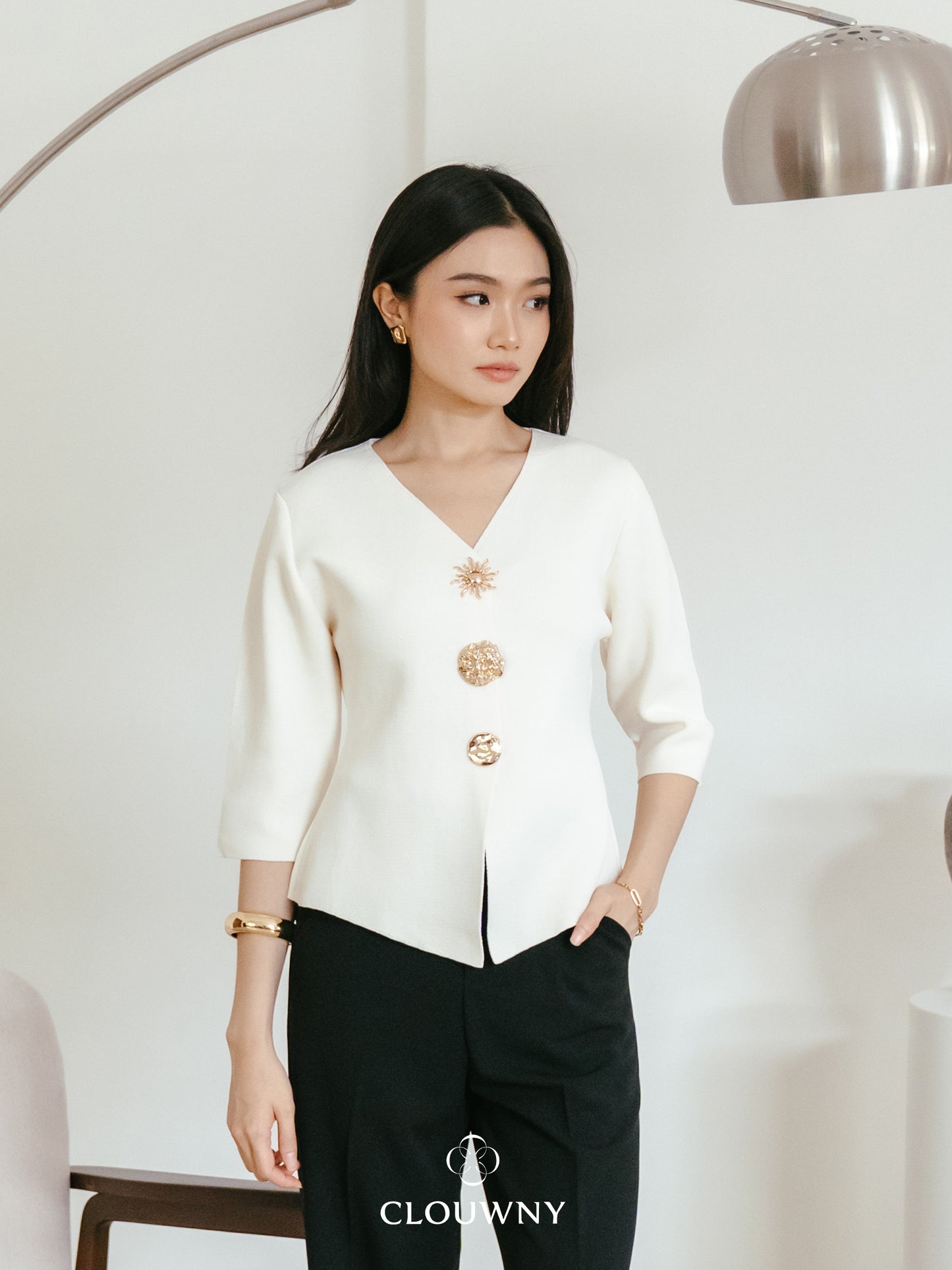 Helios Midisleeve Top - Cream