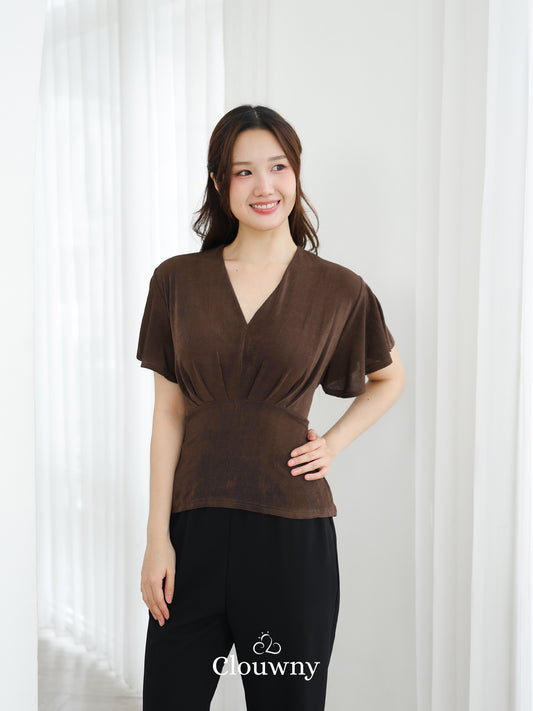Cora Bow Knit Top - Coffee
