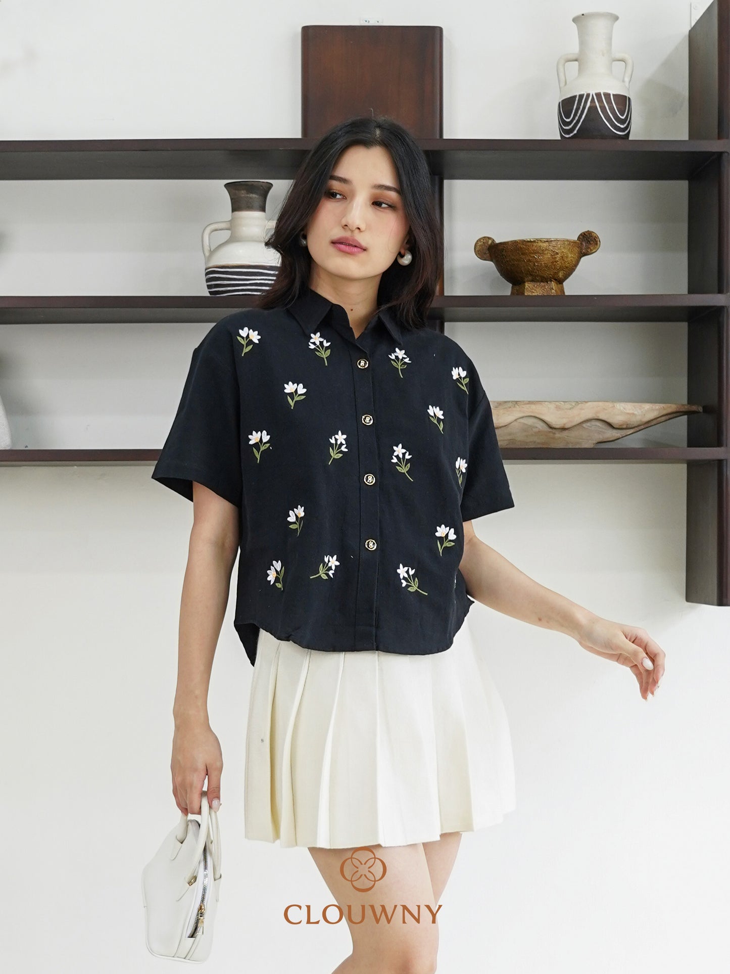 Riley Mini Flower Shirt - Black