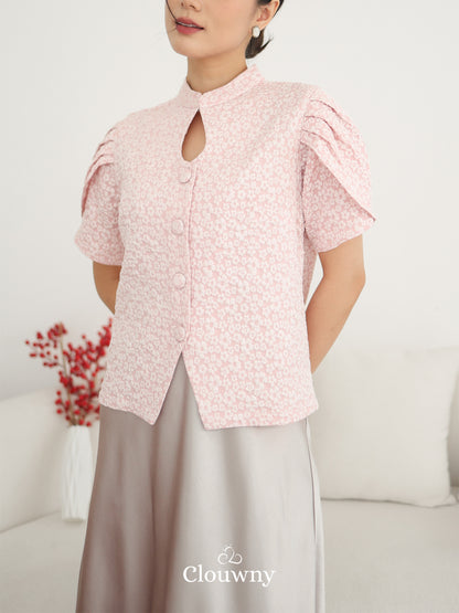 Jiro Button Qipao Top - Pink