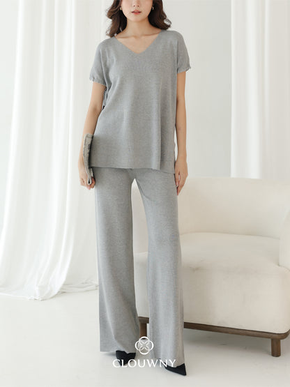 Kala Vneck Knit Set - Grey