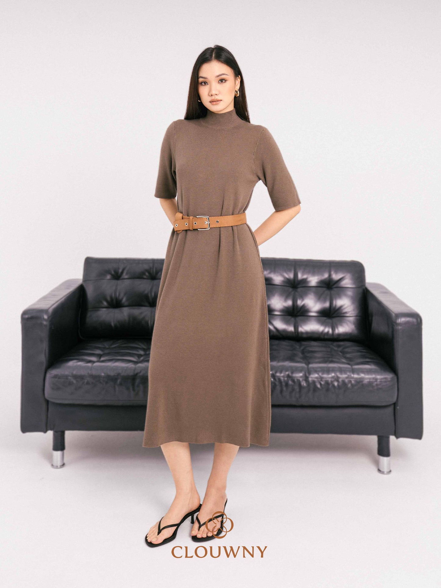 Mirage Turtle Knit Dress - Beige