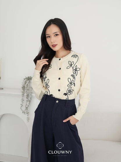 Brinda Button Cardigan - Cream