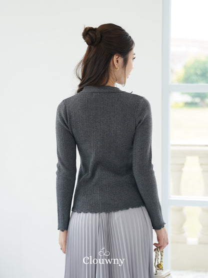 Marley Flower Knit Top - Grey