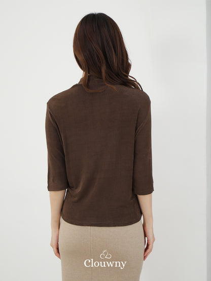 Alfreda Vneck Knit Top - Coffee