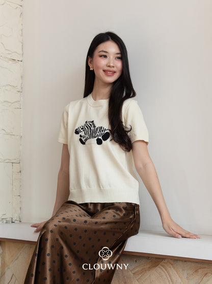 Zebra Knit Top - Cream