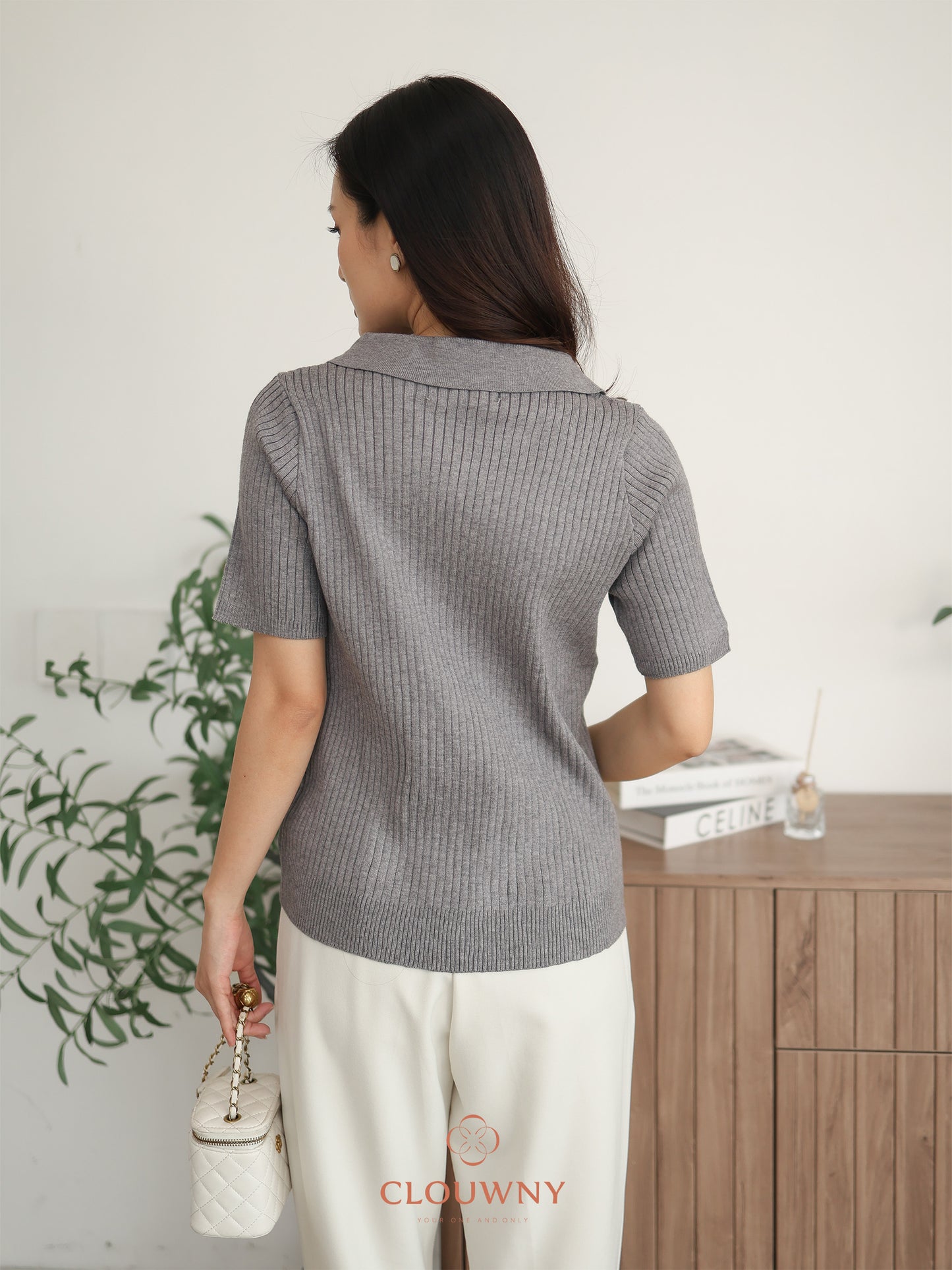 Raquel Combi Knit Top - Grey