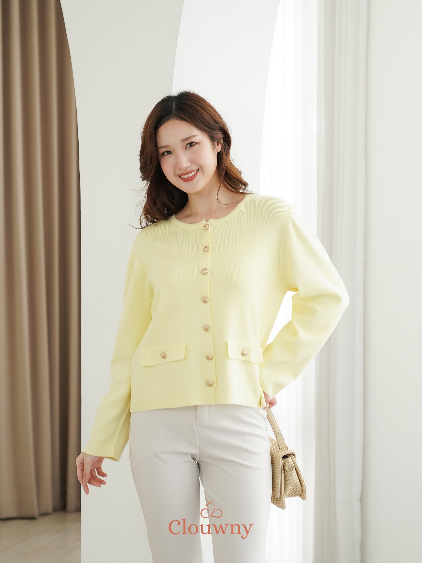 Luxen Button Cardigan - Yellow