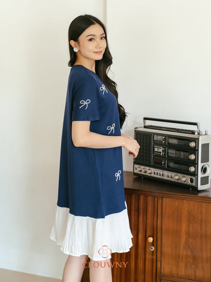 Dania Bow Dress - Navy