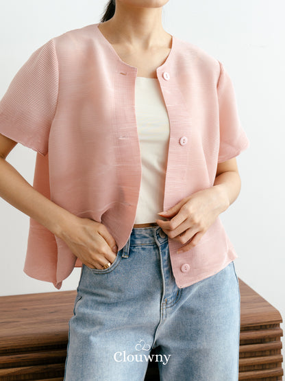 Arya Basic Pleats Top - Dusty Pink