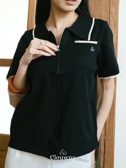 Mesa List Zipper Top - Black