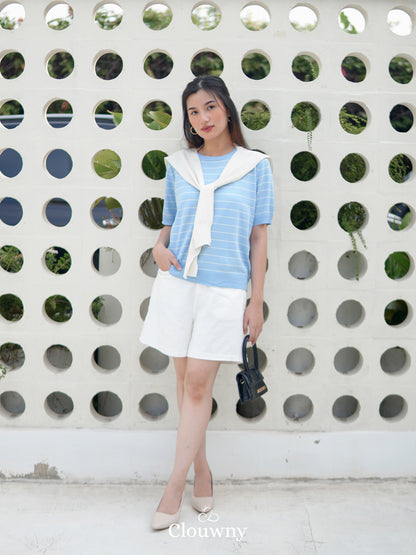 Keiko Scarf Top - Light Blue