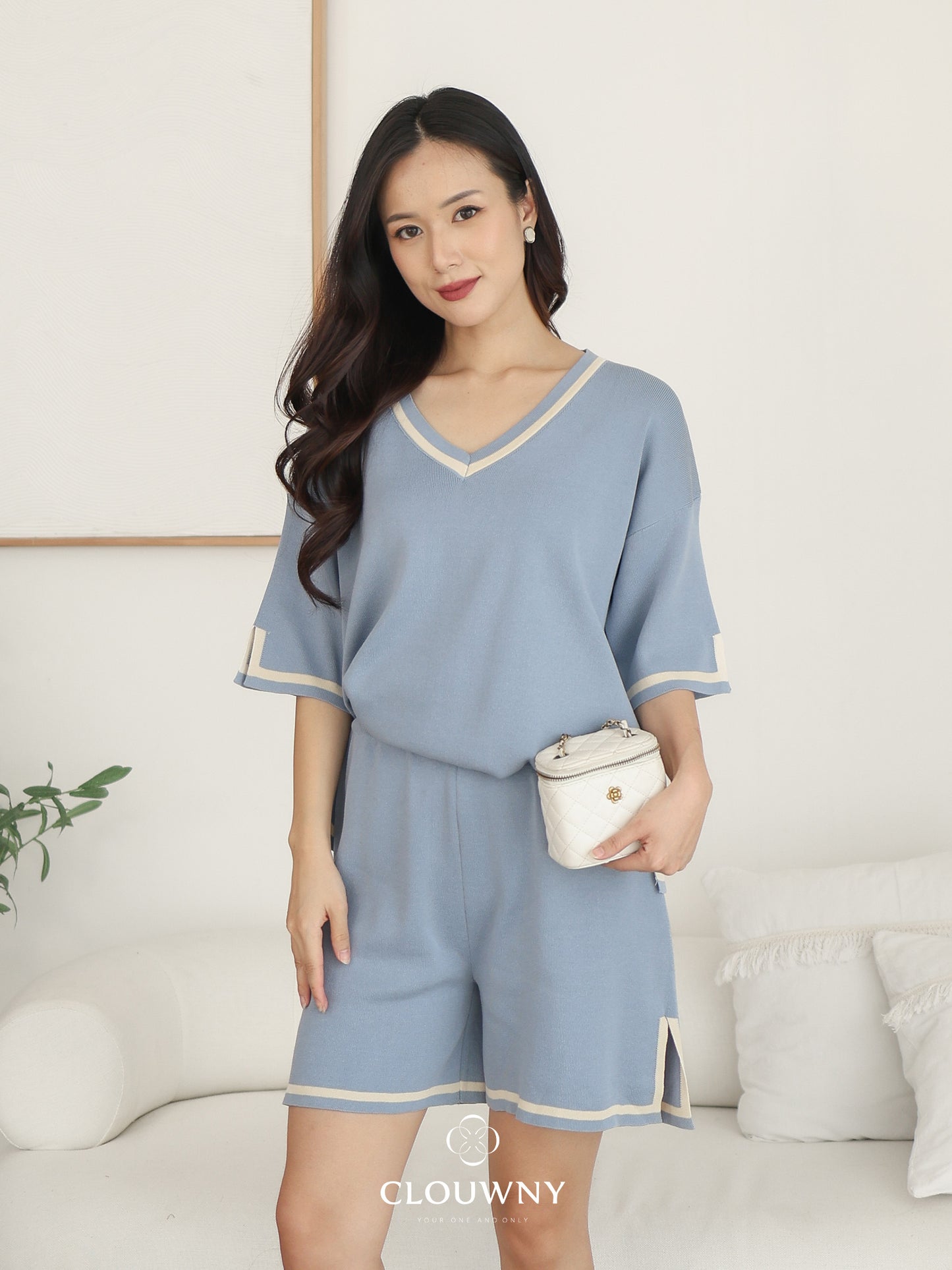 Gale Vneck Knit Set - Blue