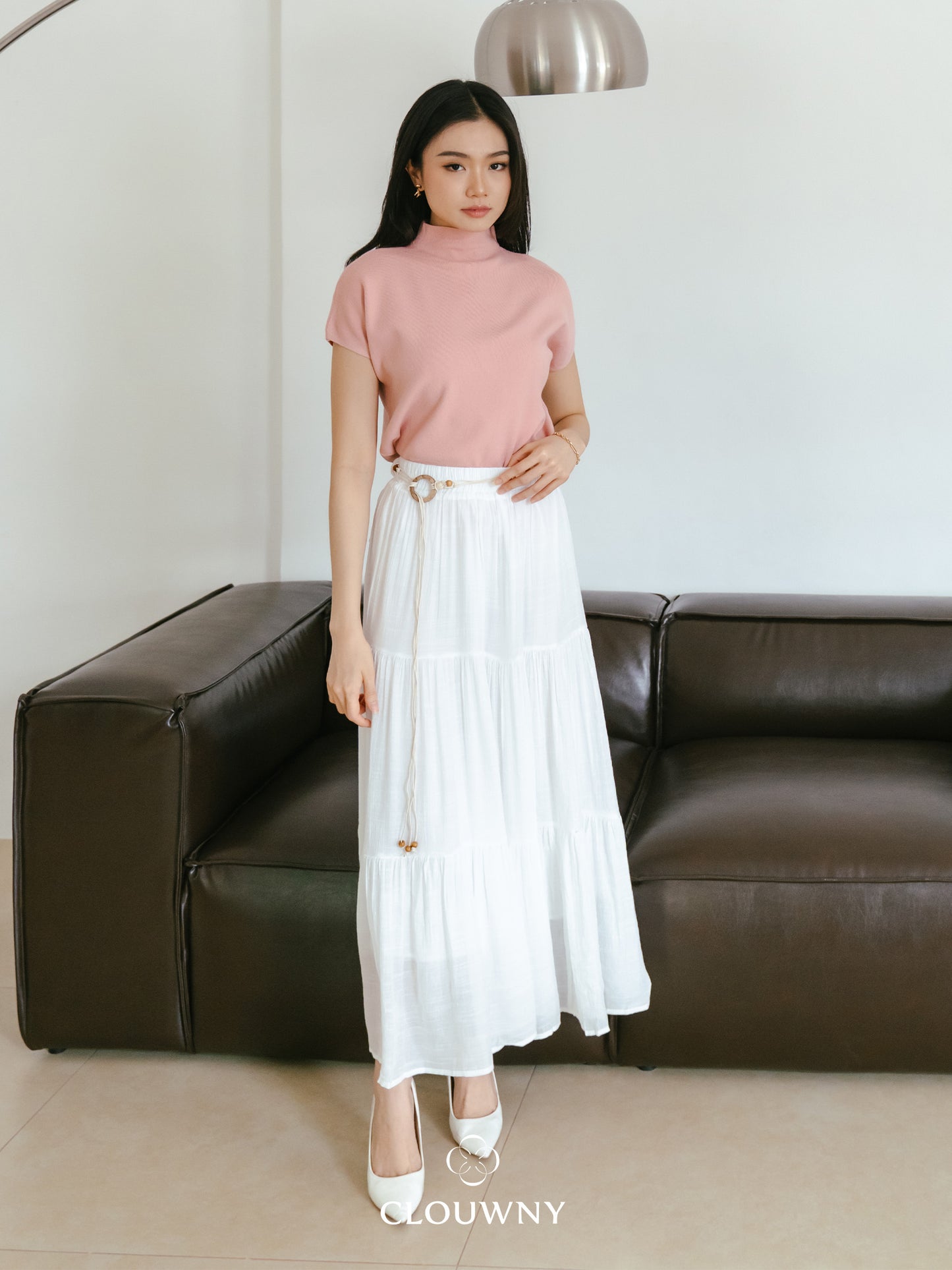 Summer Maxi Linen Skirt - White