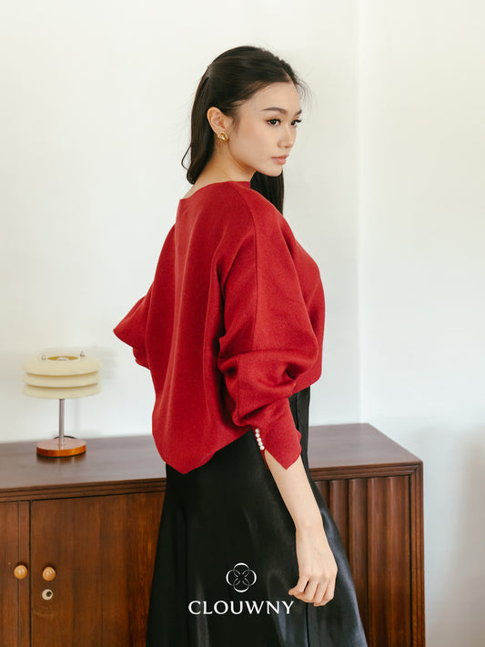 Arvi Glitter Batwing Top - Maroon