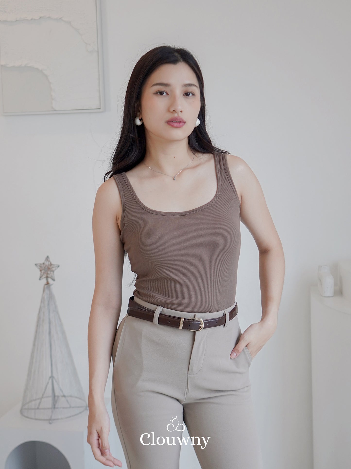 Essential Tanktop Bra Wide Strap - Mocca