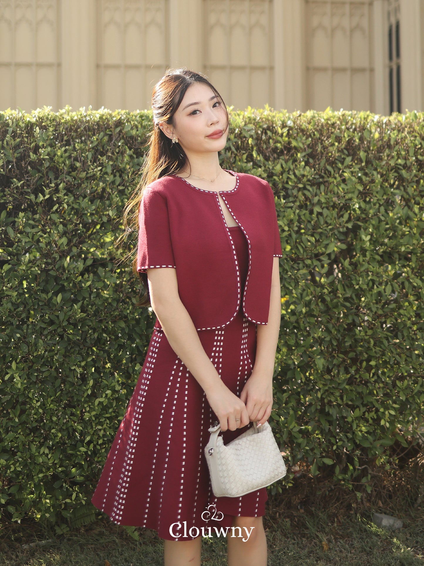 Girona Stitches Knit Set - Maroon
