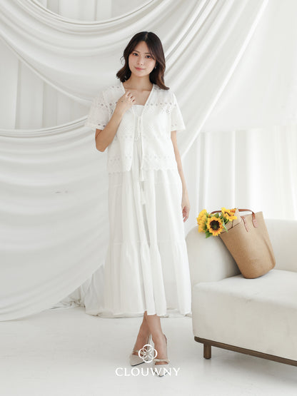 Silca Rubber Broderie Dress - White