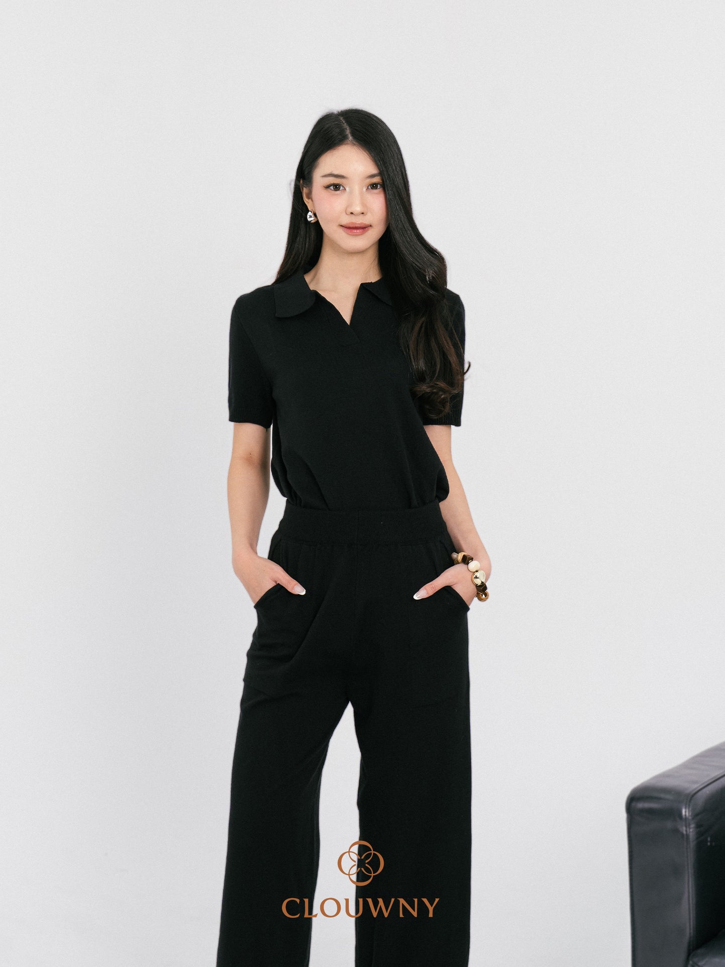 Bethani Collar Knit Set - Black