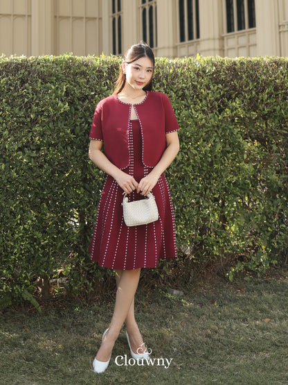 Girona Stitches Knit Set - Maroon