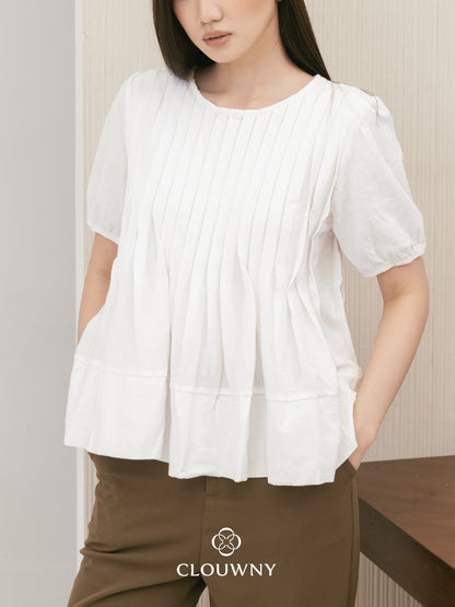 Elysia Pleated Top - White