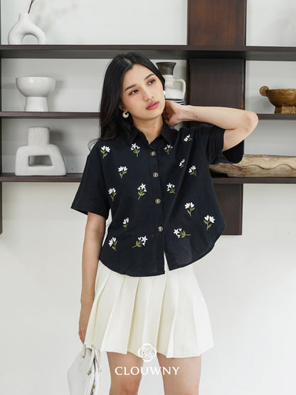 Riley Mini Flower Shirt - Black