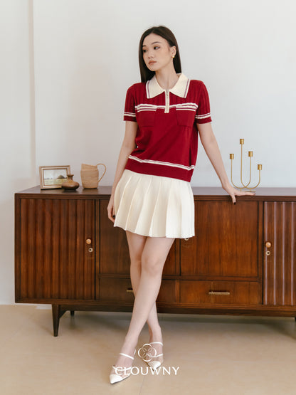 Lanna Zipper Knit Top - Maroon