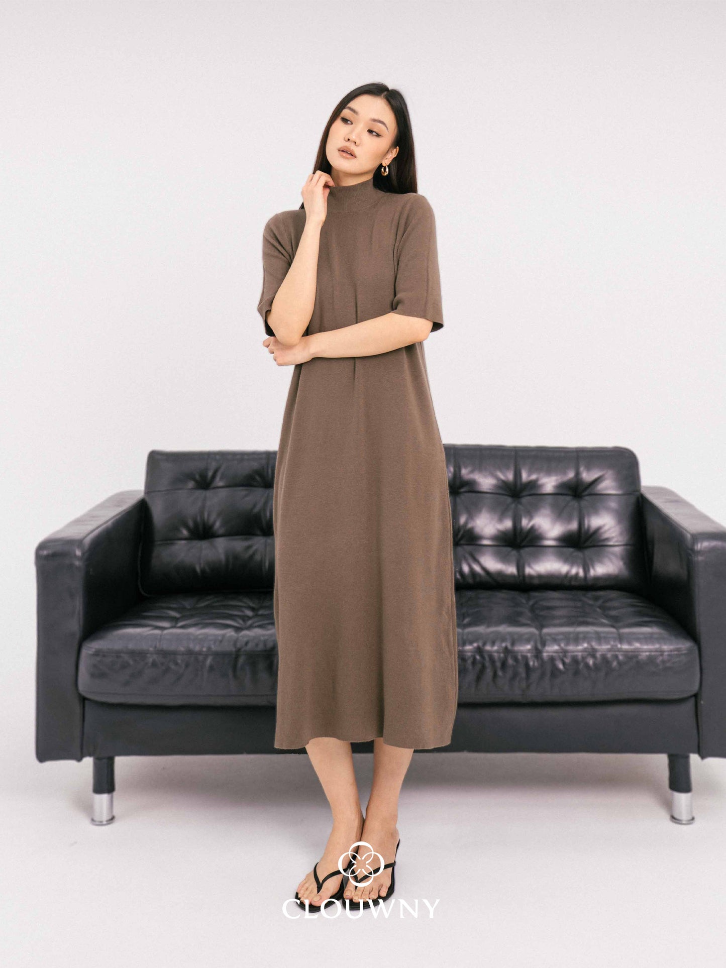 Mirage Turtle Knit Dress - Beige