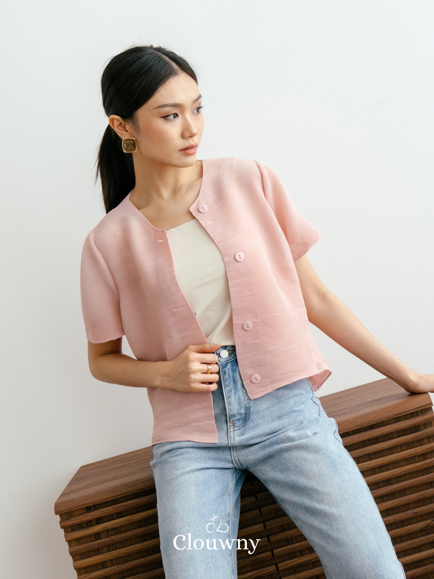 Arya Basic Pleats Top - Dusty Pink